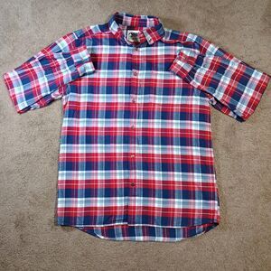 Mountain Khakis Flannel Shirt Medium 100% Cotton Button Down Downtown Red
